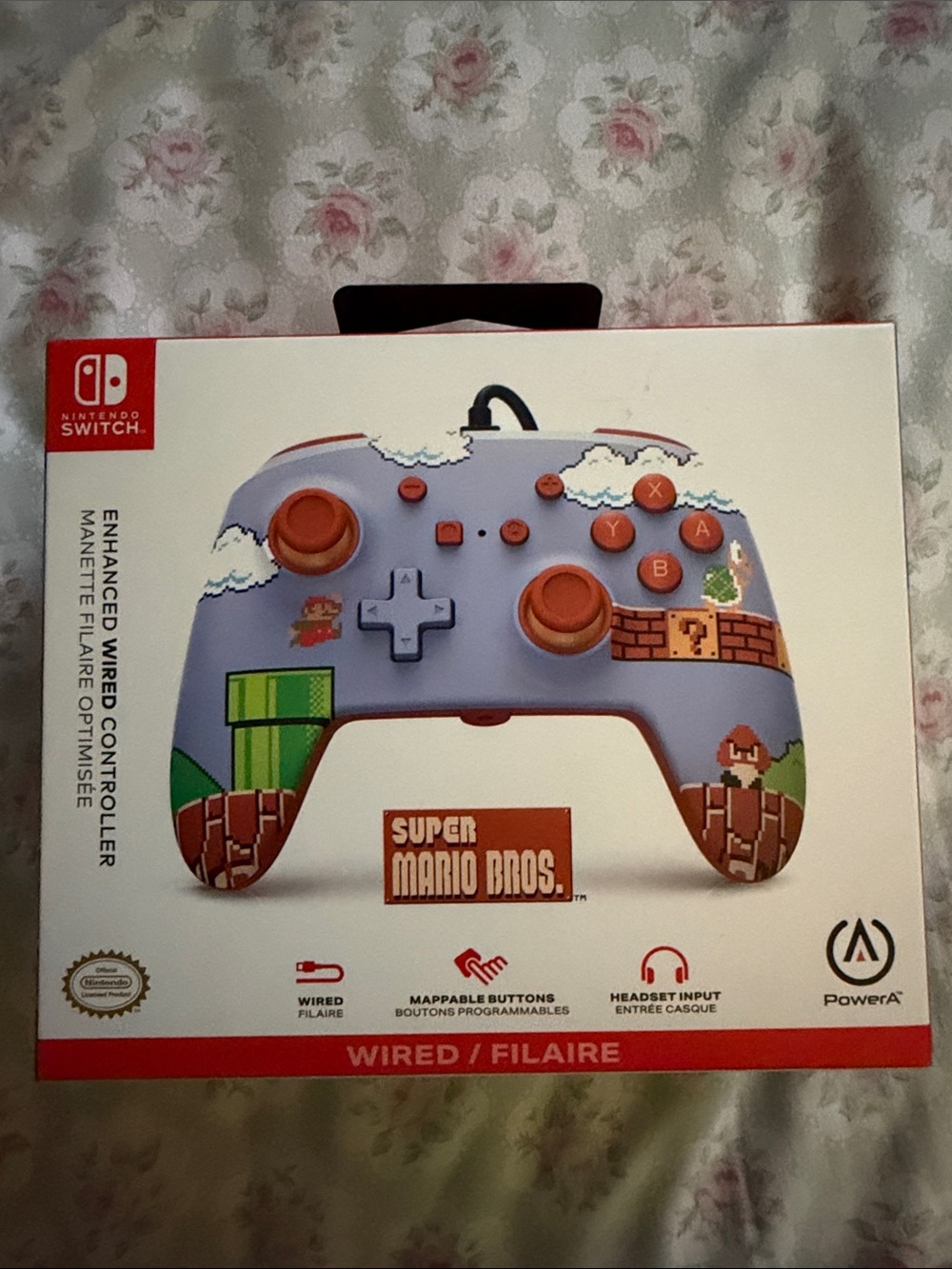 PowerA Super Mario Bros. Wired Controller - Lavender with Orange Accents